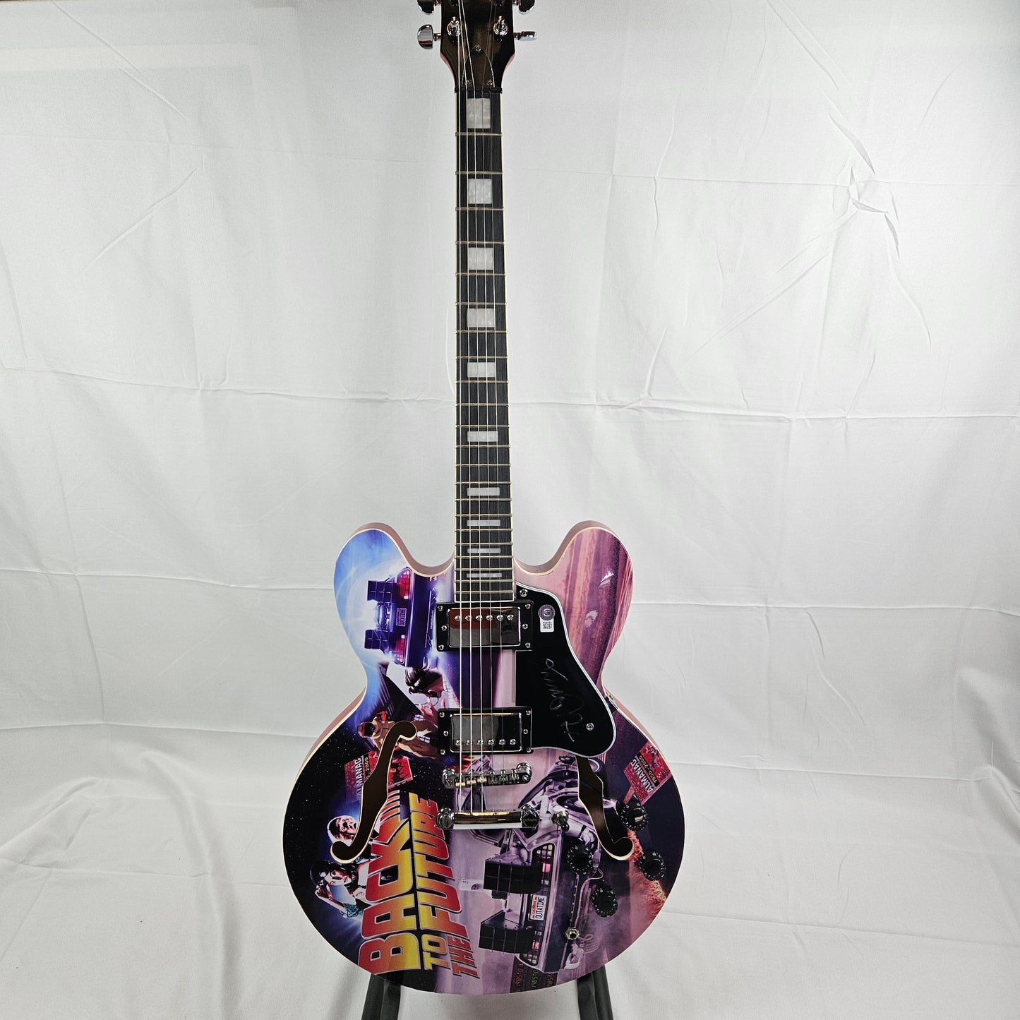 Michael J. Fox Guitar with Custom Skin Signed