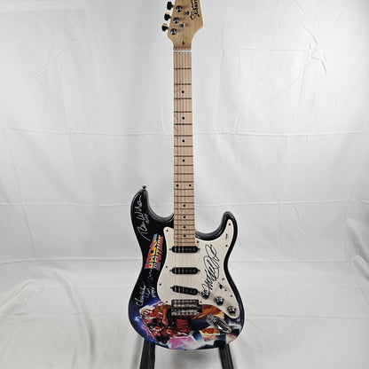 Michael  J. Fox, Tom Wilson, & Christopher Lloyd Back to The Future Custom Skinned Guitar Signed