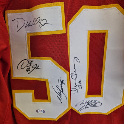 50 Greatest Jersey Signed by Will Shields, Deron Cherry, Derek Johnson, & Neil Smith