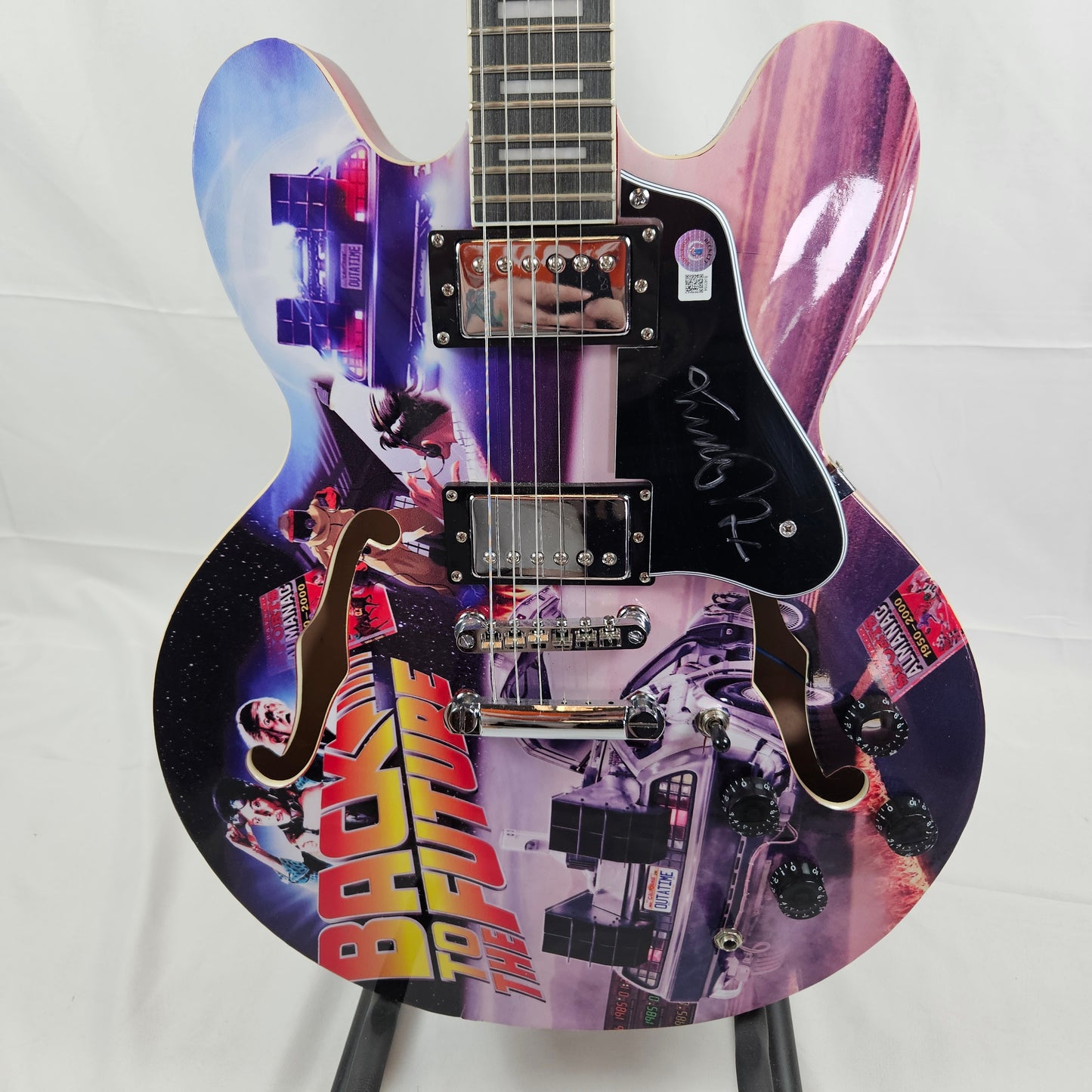 Michael J. Fox Guitar with Custom Skin Signed