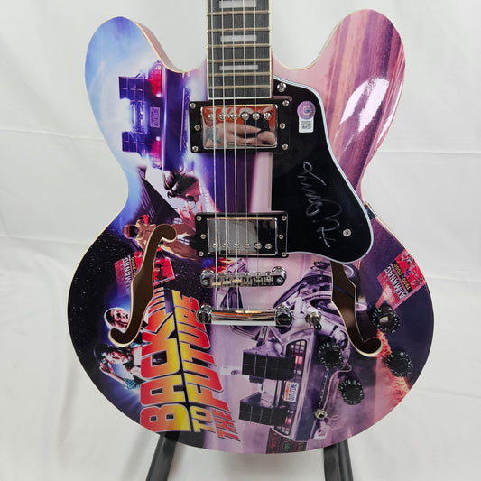 Michael J. Fox Guitar with Custom Skin Signed