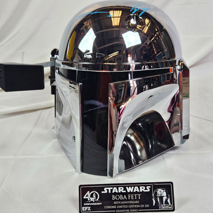 Hayden Christensen & Ewan Mcgregor Boba Fett 40th Anniversary Chrome Limited Edition Signature Series Helmet Signed