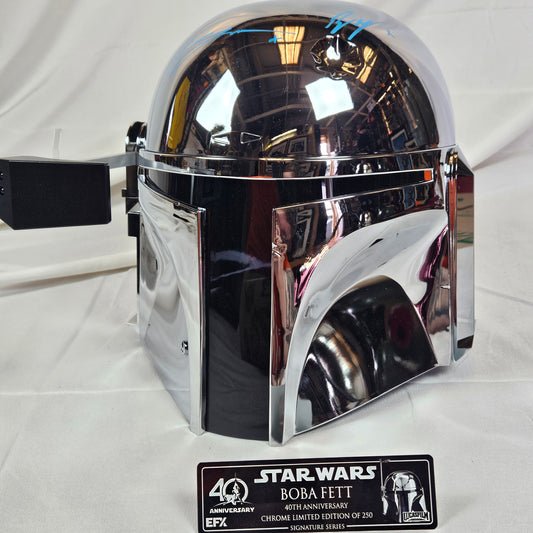 Hayden Christensen & Ewan Mcgregor Boba Fett 40th Anniversary Chrome Limited Edition Signature Series Helmet Signed