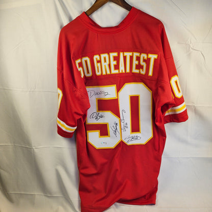 50 Greatest Jersey Signed by Will Shields, Deron Cherry, Derek Johnson, & Neil Smith