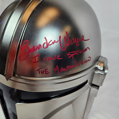 Emily Swallo & Brendan Wayne Mandalorian helmet Signed