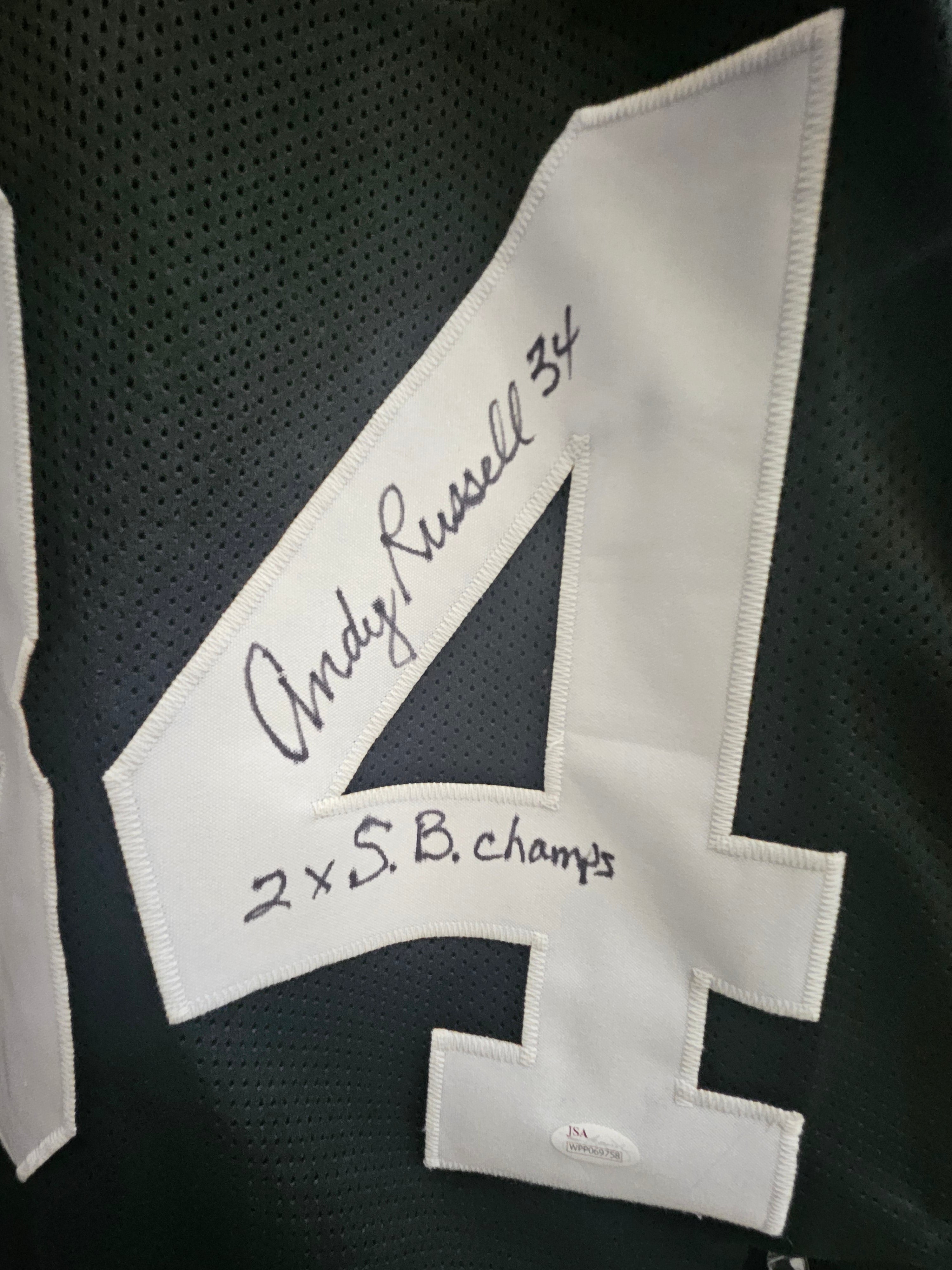 Andy Russell top autographed custom jersey #34