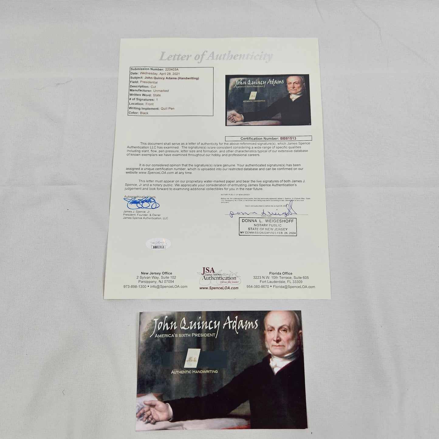 John Quincy Adams In Custom Display