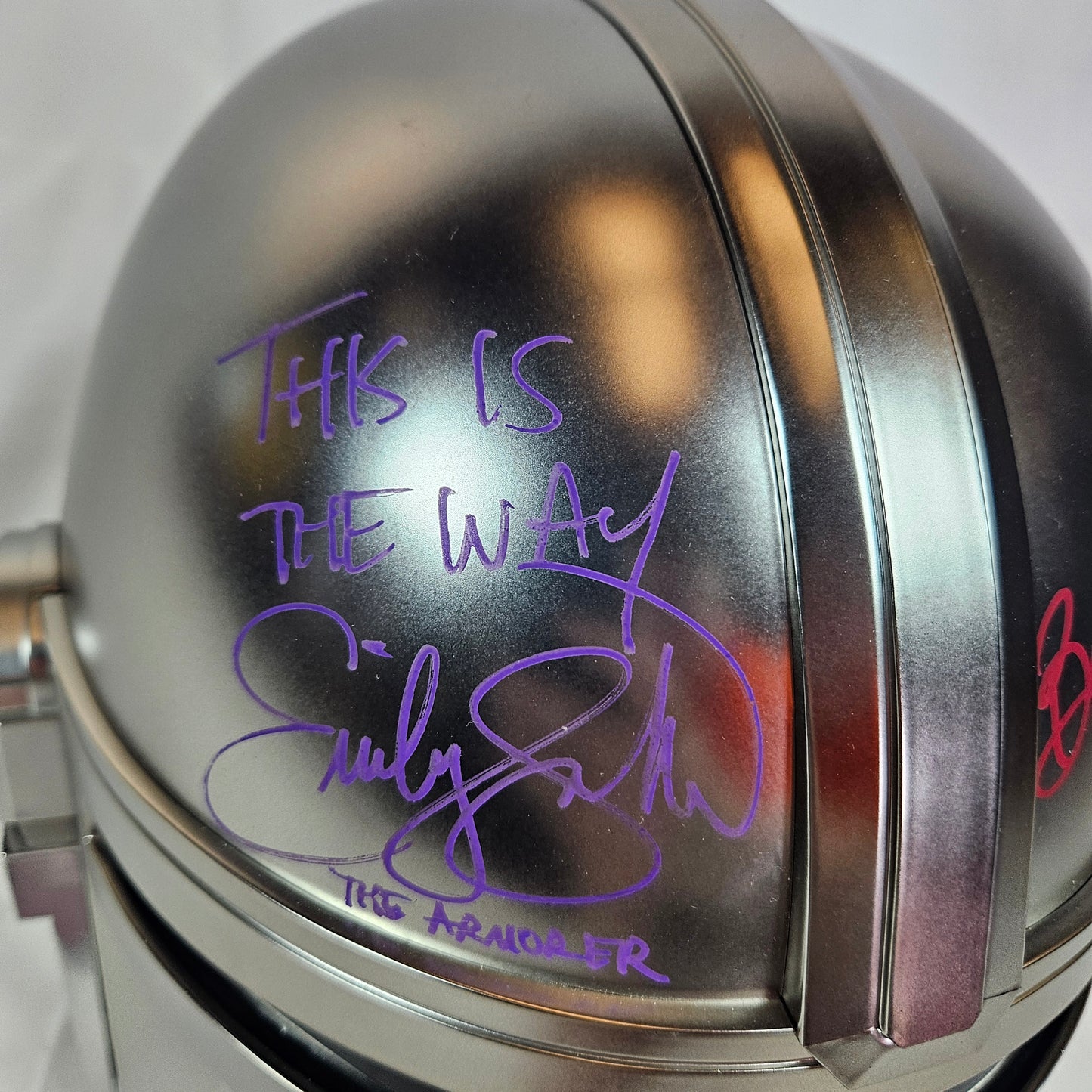 Emily Swallo & Brendan Wayne Mandalorian helmet Signed