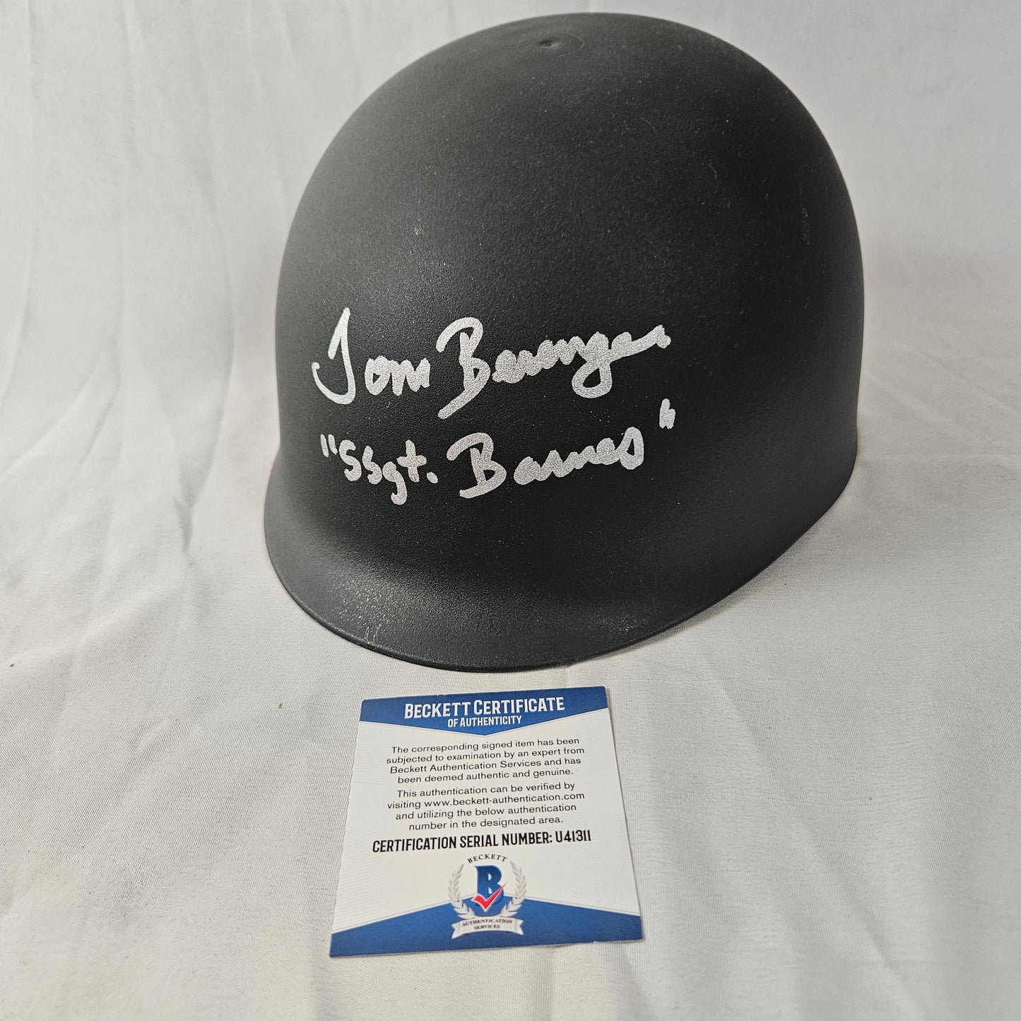 Tom Berenger Signed "Platoon" Army Helmet